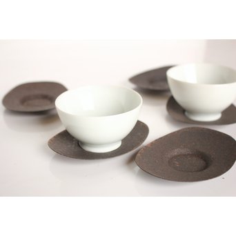 鉄打出小判型茶托 5客　M011 