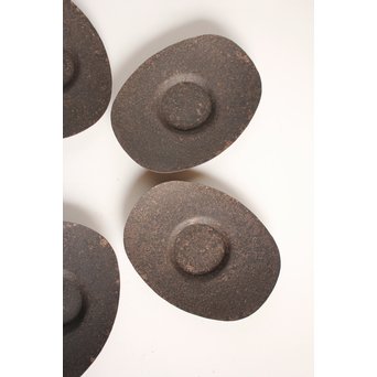 鉄打出小判型茶托 5客　M011 