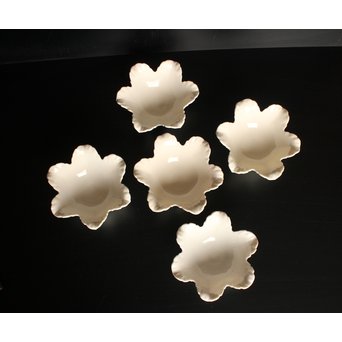 五代 清水六兵衛 白磁百合向付5客　P016