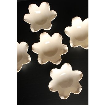 五代 清水六兵衛 白磁百合向付5客　P016 