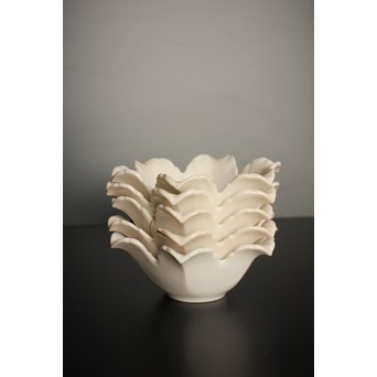 五代 清水六兵衛 白磁百合向付5客　P016 