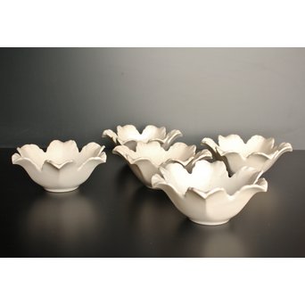 五代 清水六兵衛 白磁百合向付5客　P016 