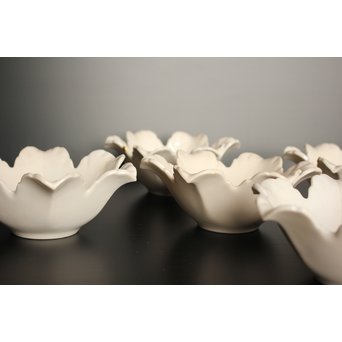 五代 清水六兵衛 白磁百合向付5客　P016 