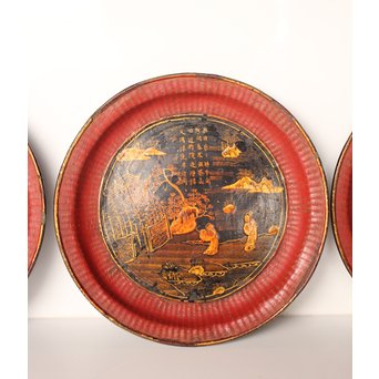 中国古玩 清朝期 唐物蒔絵銘々皿10枚　Q007 