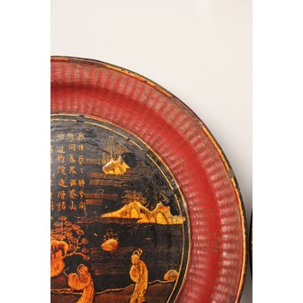 中国古玩 清朝期 唐物蒔絵銘々皿10枚　Q007 