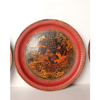 中国古玩 清朝期 唐物蒔絵銘々皿10枚　Q007 