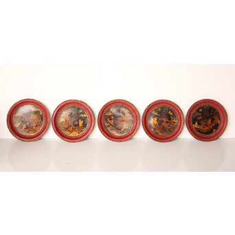 中国古玩 清朝期 唐物蒔絵銘々皿10枚　Q007 