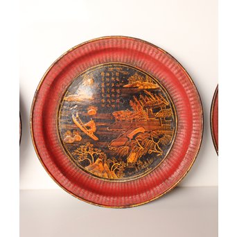 中国古玩 清朝期 唐物蒔絵銘々皿10枚　Q007 