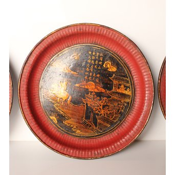 中国古玩 清朝期 唐物蒔絵銘々皿10枚　Q007 