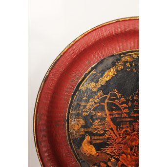 中国古玩 清朝期 唐物蒔絵銘々皿10枚　Q007 