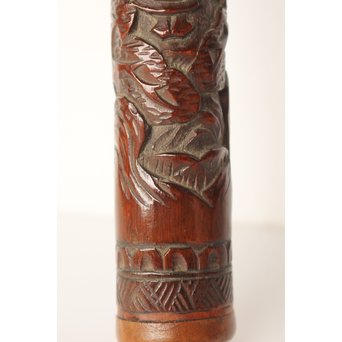 黄楊盖 竹彫十六羅漢圖香筒  U019 