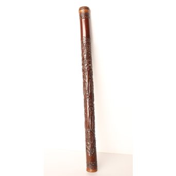 黄楊盖 竹彫十六羅漢圖香筒  U019 