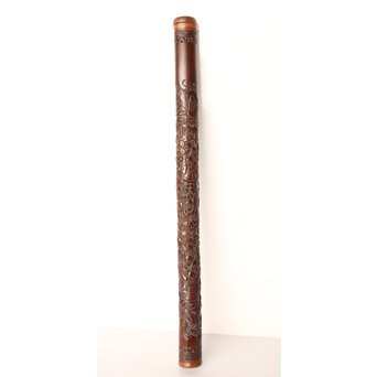 黄楊盖 竹彫十六羅漢圖香筒  U019