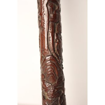 黄楊盖 竹彫十六羅漢圖香筒  U019 