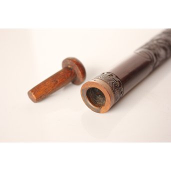 黄楊盖 竹彫十六羅漢圖香筒  U019 