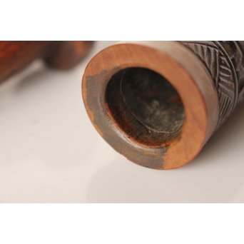 黄楊盖 竹彫十六羅漢圖香筒  U019 