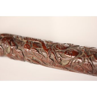 黄楊盖 竹彫十六羅漢圖香筒  U019 