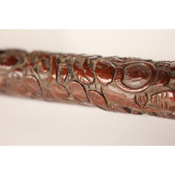 黄楊盖 竹彫十六羅漢圖香筒  U019 