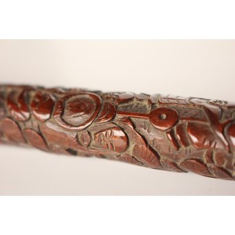 黄楊盖 竹彫十六羅漢圖香筒  U019 