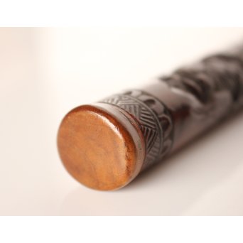 黄楊盖 竹彫十六羅漢圖香筒  U019 