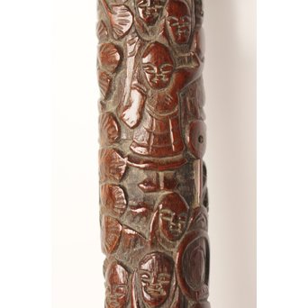 黄楊盖 竹彫十六羅漢圖香筒  U019 