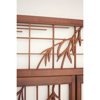 小野道風と柳と蛙　3枚1組書院欄間　R2252 