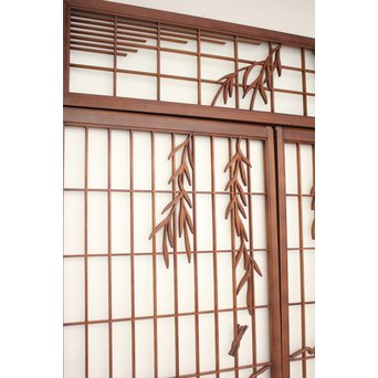 小野道風と柳と蛙　3枚1組書院欄間　R2252 