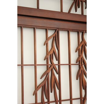 小野道風と柳と蛙　3枚1組書院欄間　R2252 