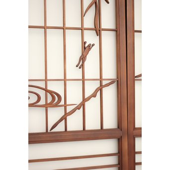 小野道風と柳と蛙　3枚1組書院欄間　R2252 