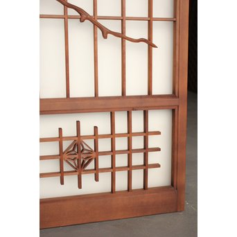 小野道風と柳と蛙　3枚1組書院欄間　R2252 