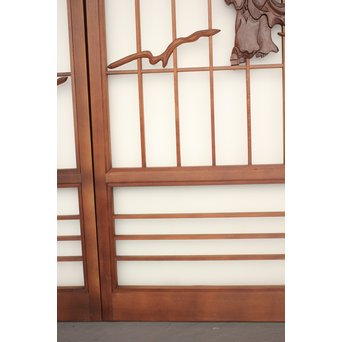 小野道風と柳と蛙　3枚1組書院欄間　R2252 