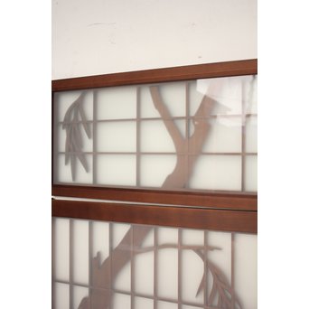 小野道風と柳と蛙　3枚1組書院欄間　R2252 