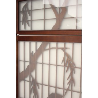 小野道風と柳と蛙　3枚1組書院欄間　R2252 