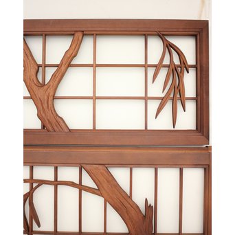 小野道風と柳と蛙　3枚1組書院欄間　R2252 