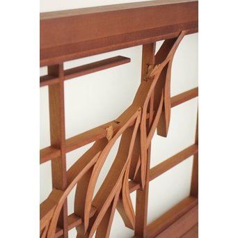 小野道風と柳と蛙　3枚1組書院欄間　R2252 