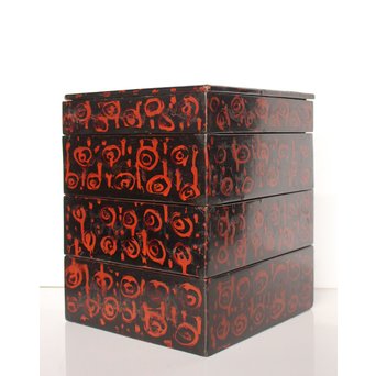 浄法寺塗 渦巻紋重箱　Q009 