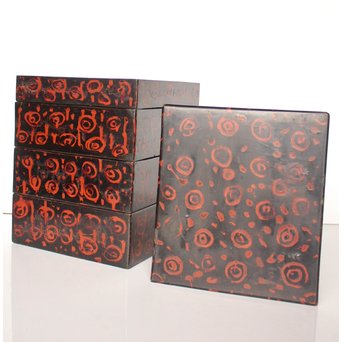 浄法寺塗 渦巻紋重箱　Q009 