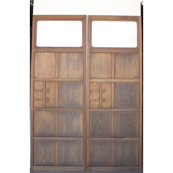 プレスガラスの一対雪隠戸 2枚1組　GD1118YD 