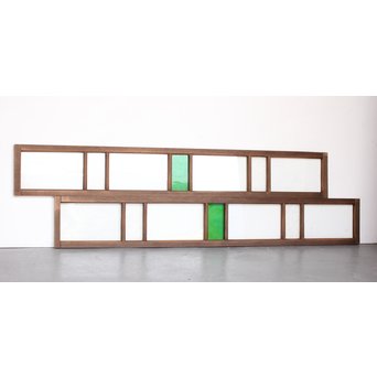 緑色ガラス欄間 2枚1組　R2257