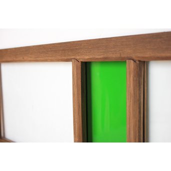 緑色ガラス欄間 2枚1組　R2257 