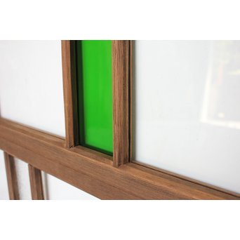緑色ガラス欄間 2枚1組　R2257 