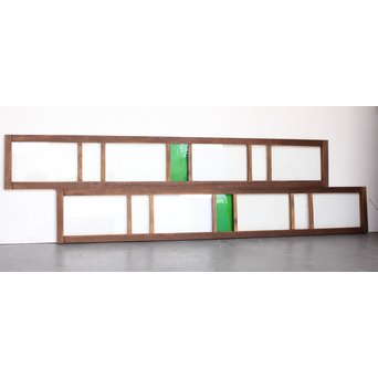 緑色ガラス欄間 2枚1組　R2257 