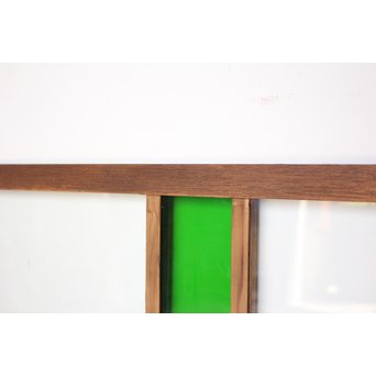 緑色ガラス欄間 2枚1組　R2257 