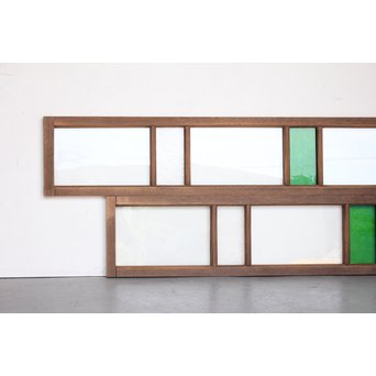 緑色ガラス欄間 2枚1組　R2257 