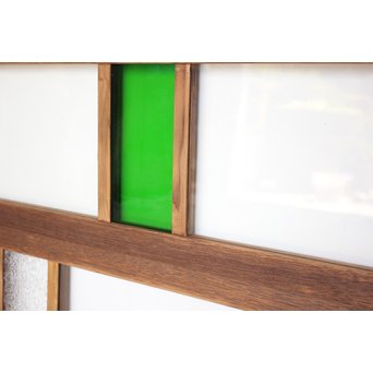 緑色ガラス欄間 2枚1組　R2257 