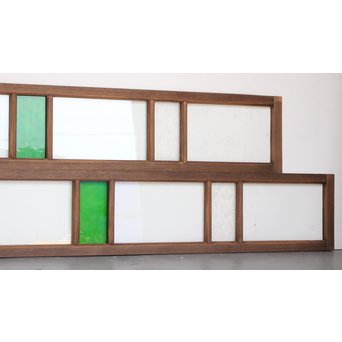 緑色ガラス欄間 2枚1組　R2257 