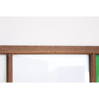 緑色ガラス欄間 2枚1組　R2257 