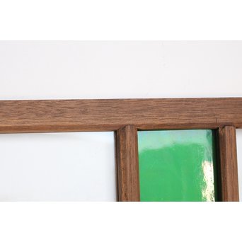 緑色ガラス欄間 2枚1組　R2257 