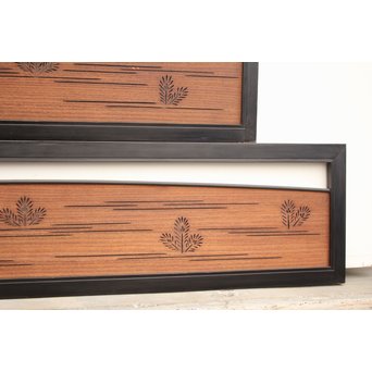 黒枠松葉透かし欄間 2枚1組　R2261 