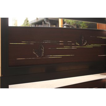 黒枠松葉透かし欄間 2枚1組　R2261 壁使いにし　背面に照明などを入れると素敵な欄間です